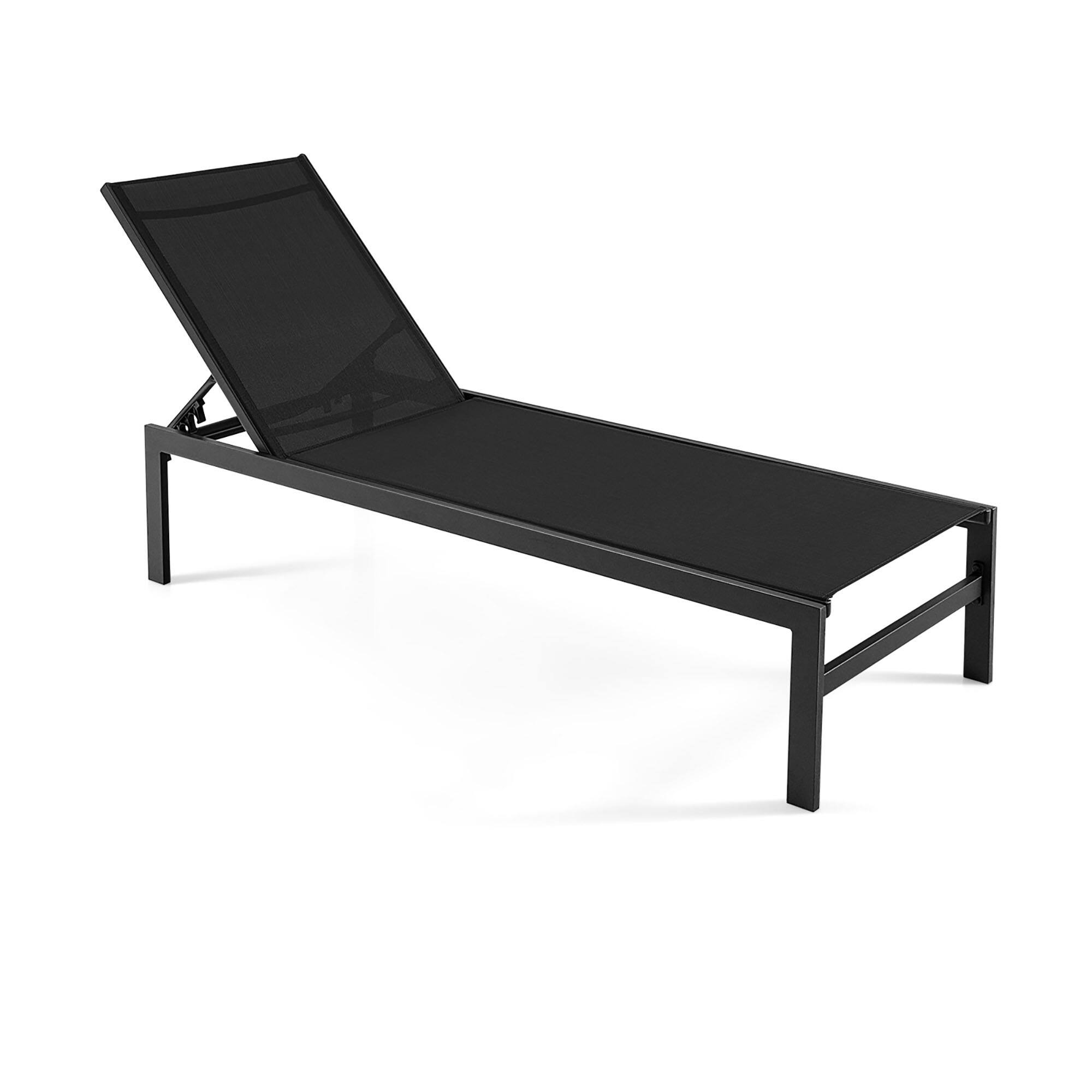 Alt View 8. Gymax - Gymax Patio Chaise Lounge Adjustable Lounge Chair W/ 6-Position Backrest Black - Black.