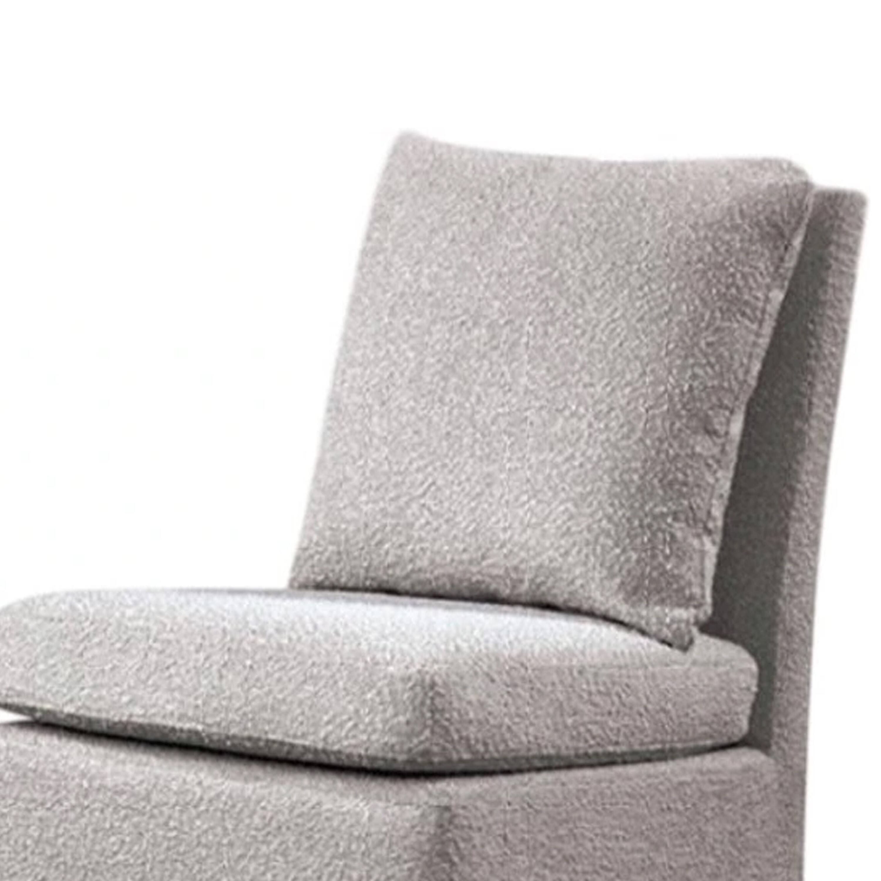 Alt View 2. Manhattan Lane - Ager Side Dining Chair with Caster Wheels, Light Gray Boucle Chenille - Light Gray.