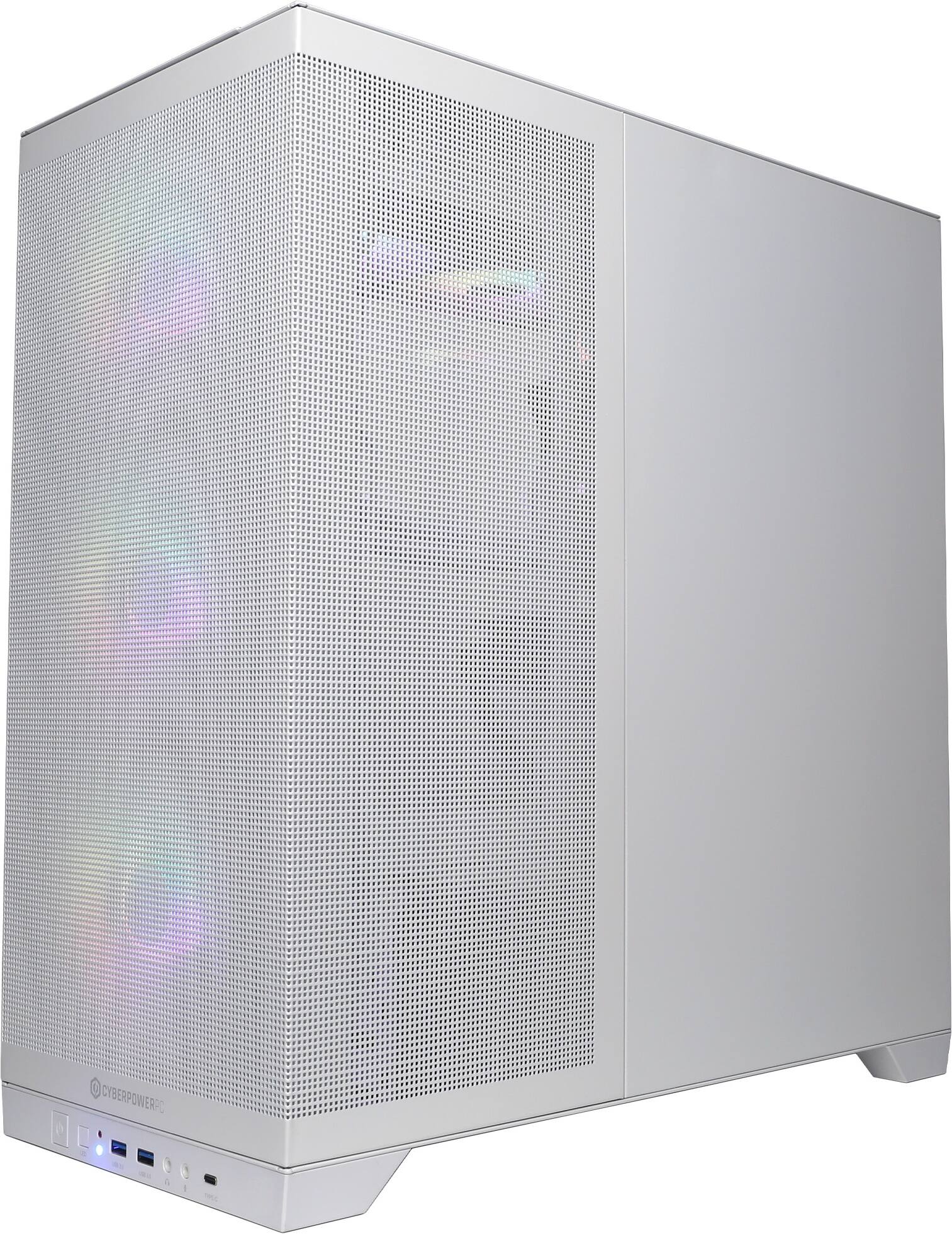 Left. CyberPowerPC - Gaming Desktop - AMD Ryzen 7 9800X3D 2024 - NVIDIA GeForce RTX 5060 Ti 16GB - 32GB DDR5 Memory - 2TB SSD Storage - White.