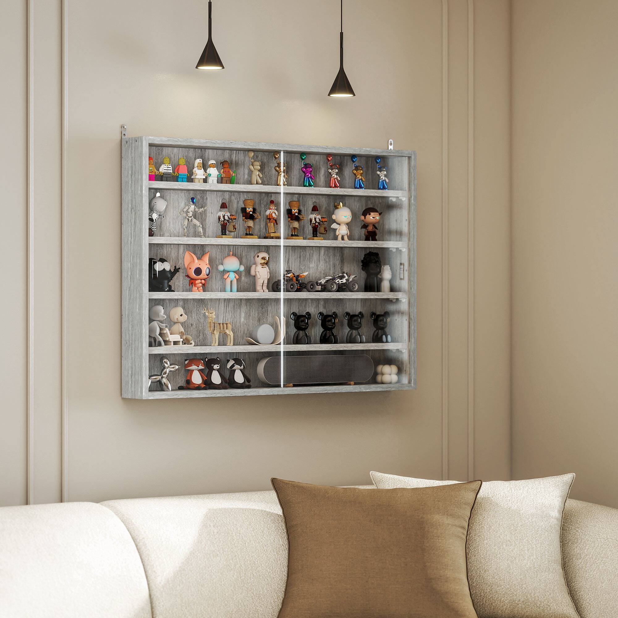 Alt View 1. Homcom - 5-Tier Display Cabinet - Gray.
