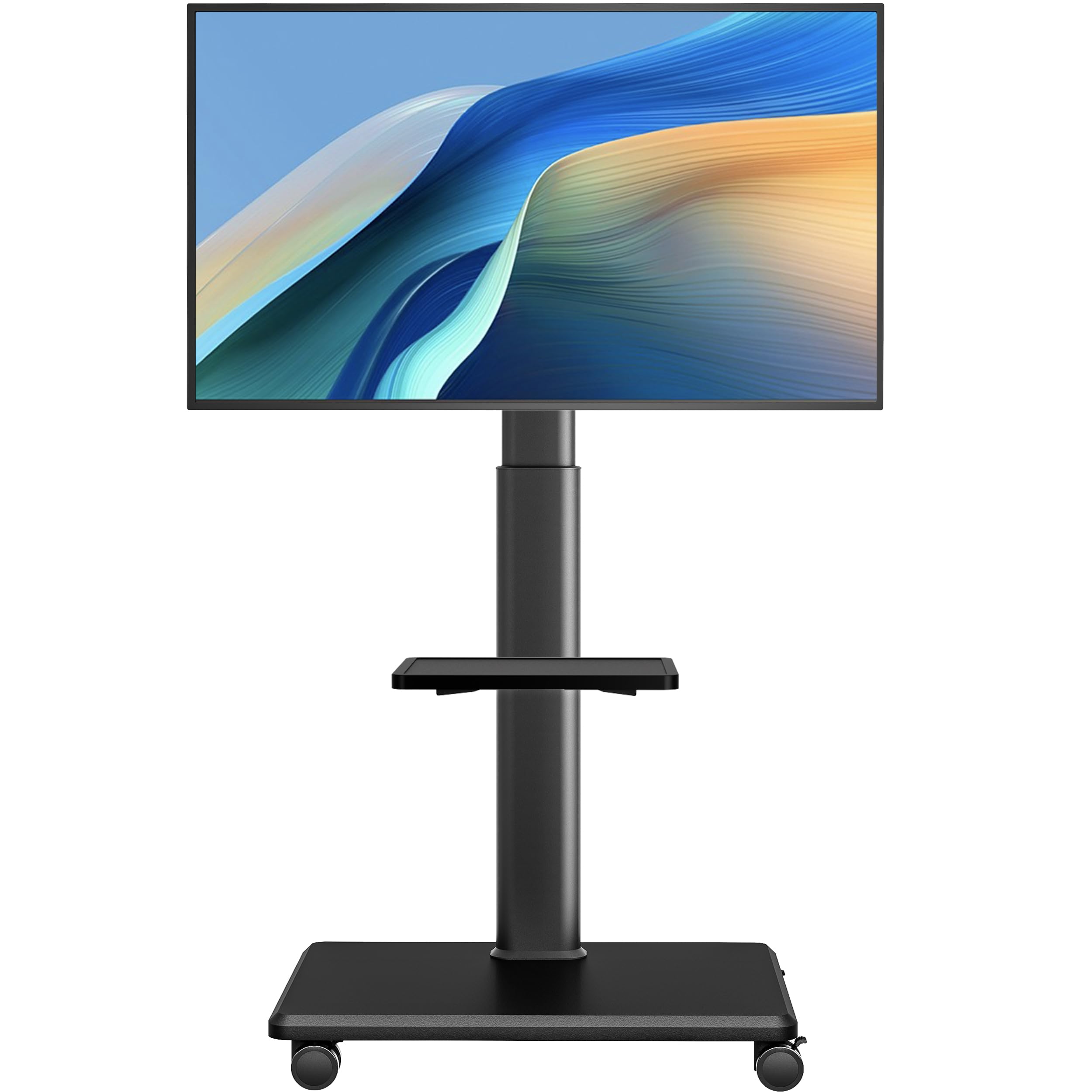 Black Mobile TV Stand with Shelf