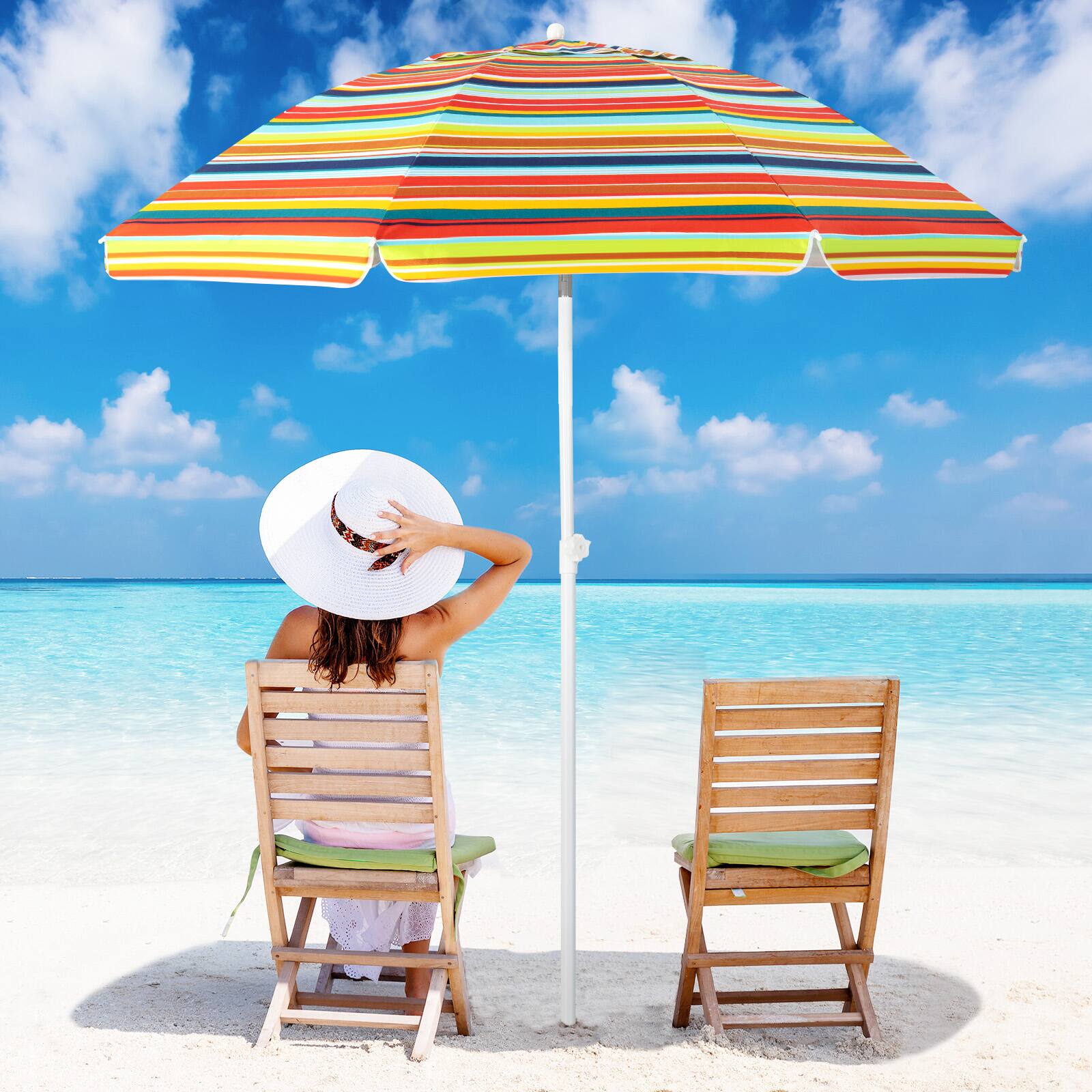 Alt View 9. Costway - 6.5Ft Patio Beach Sunshade Umbrella Portable Tilt  Outdoor - Yellow.