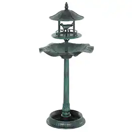 Outsunny - in 1 Garden Bird Bath Bowl Pedestal with Bird Feeder, Large Water Basin - Green
