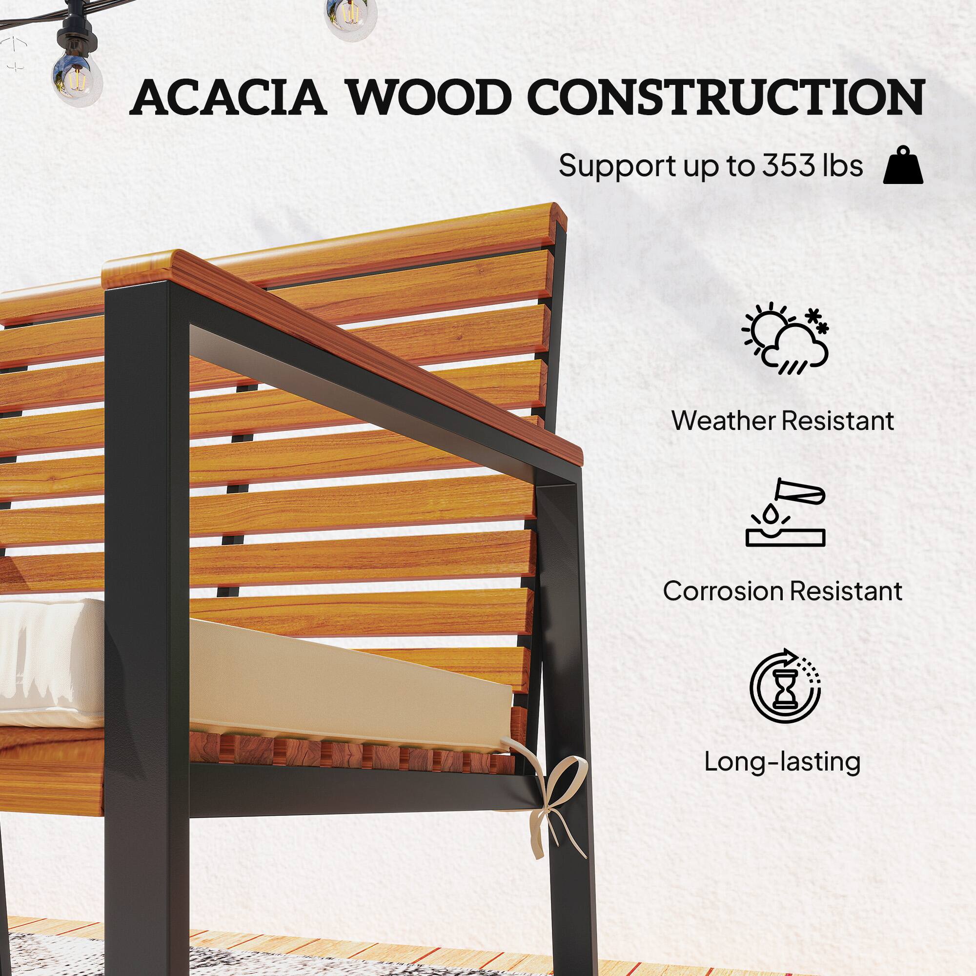 ACACIA WOOD CONSTRUCTION
Support up to 353 lbs
Weather Resistant
Corrosion Resistant
Long-lasting