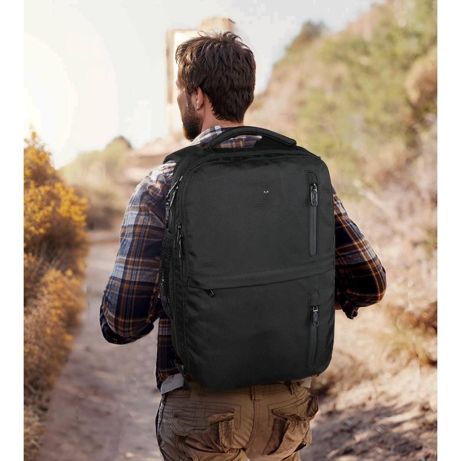 Alt View 6. Pacoar Cade - Carry On Backpack  Flight Approved Travel With Usb Port Tsa Personal Item Bag Fits 17" Laptop Large Water Resistant - Black-X-Large.