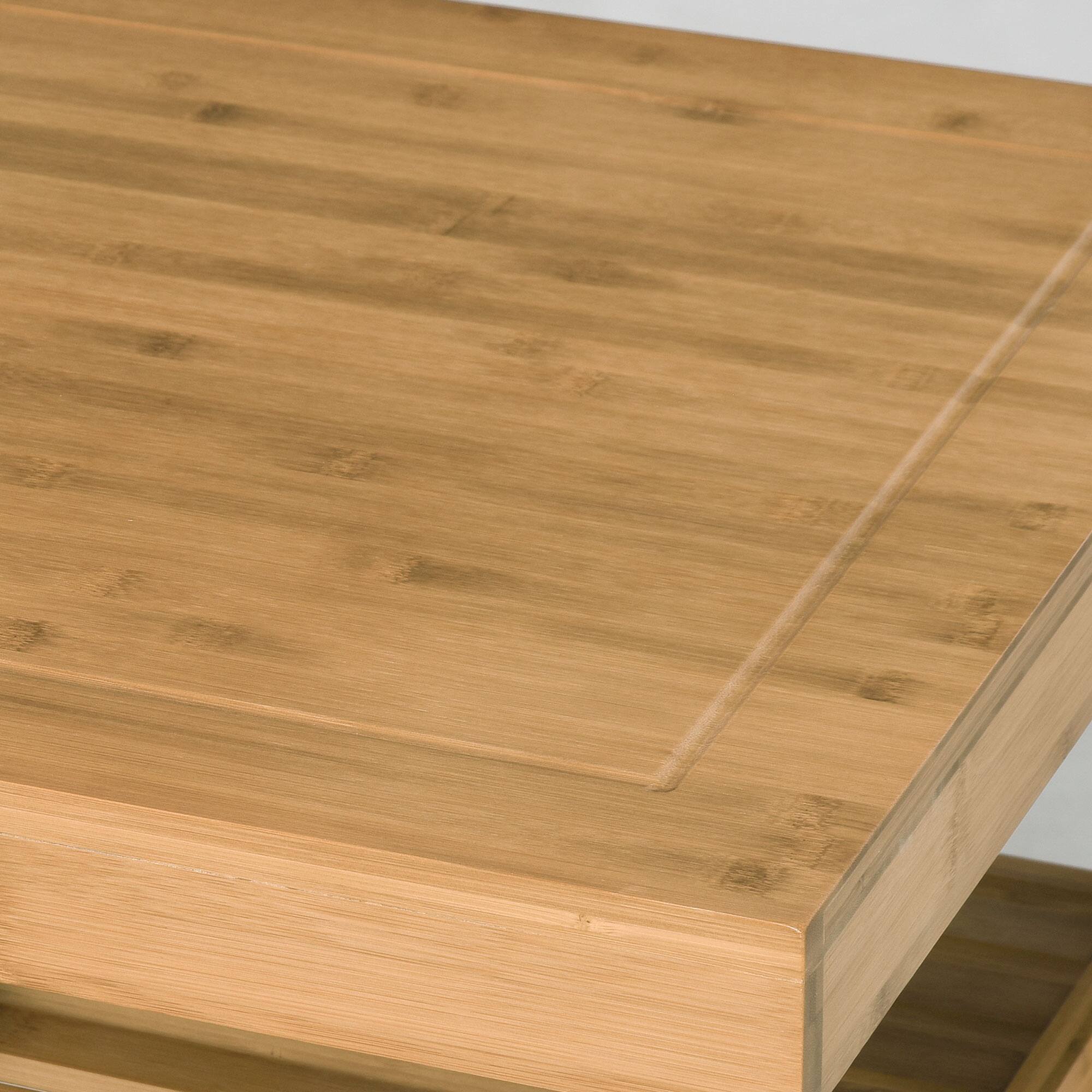 Alt View 7. Homcom - Bamboo Kitchen Island Cart on Wheels, Utility Trolley Cart with 2 Storage Drawers and Open Shelves, Bamboo Tone - Vintage Natural.