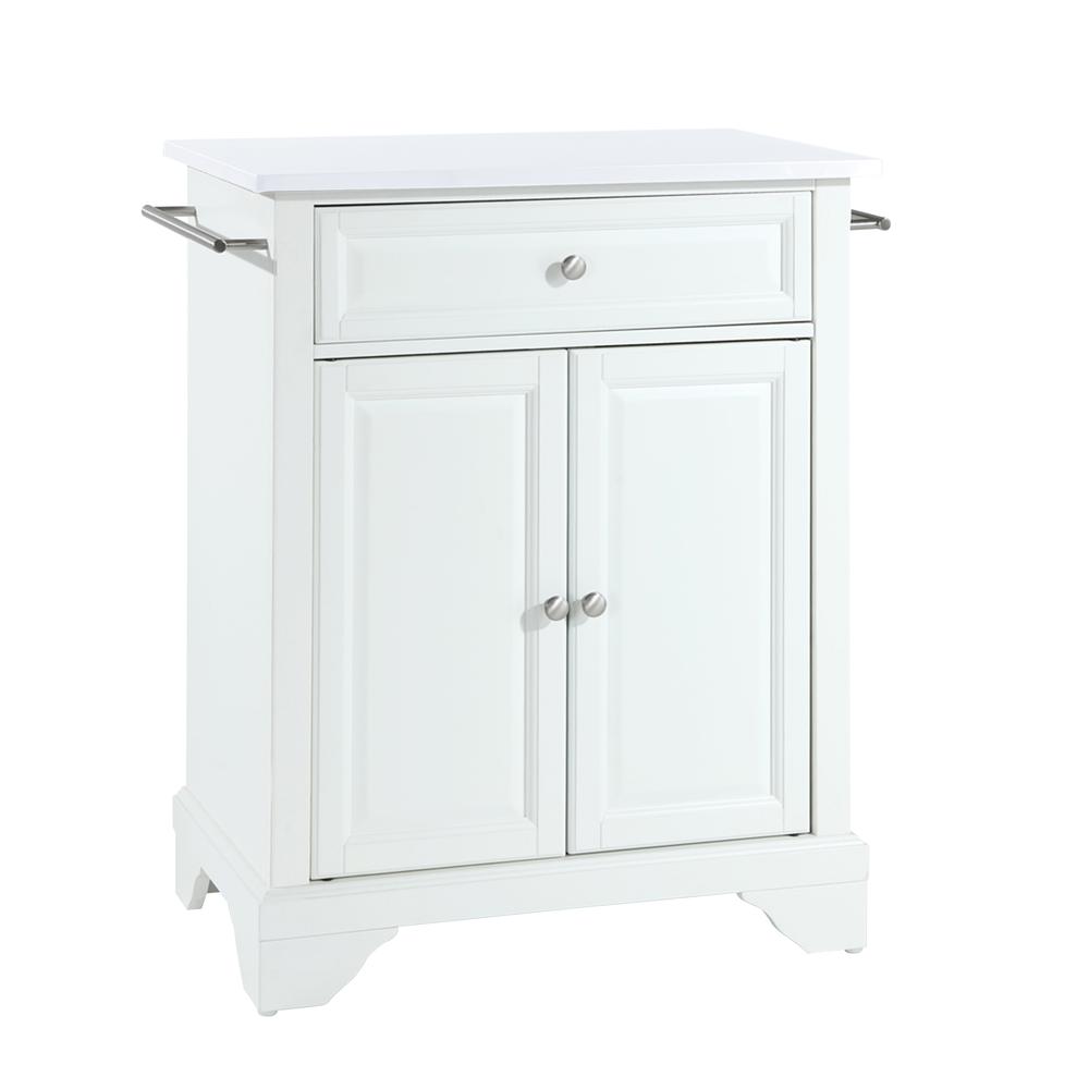 Back. Crosley Furniture - Lafayette Stone Top Portable Kitchen Island/Cart - White.