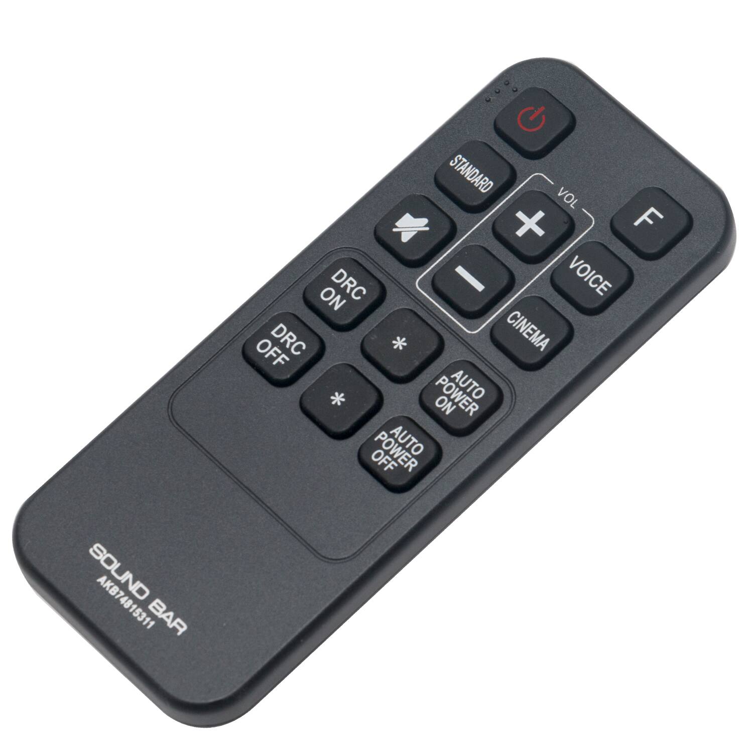 SOUND BAR  
AKB74815311  

STANDARD  
VOL +  
F  
VOICE  
CINEMA  
DRC ON  
DRC OFF  
AUTO POWER ON  
AUTO POWER OFF