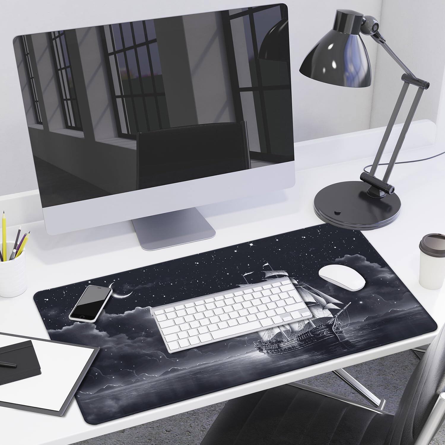 Alt View 3. Fabibe - Desk Pad  Office Mat Extended Large Gaming Mouse Decor Mousepad Writing With Non-slip Rubber Base For Laptop Home 31.... - Rabbit With Flowers Crown.