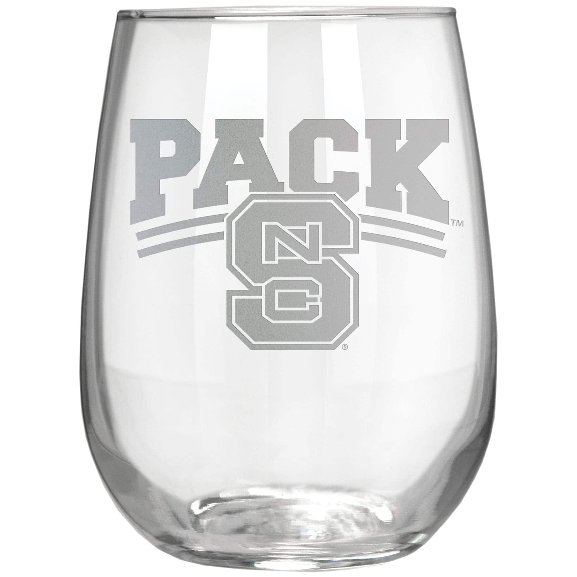 Front. Great American Products - NC State Wolfpack Etched 17oz. Rally Cry Stemless Wine Glass - Multicolor.