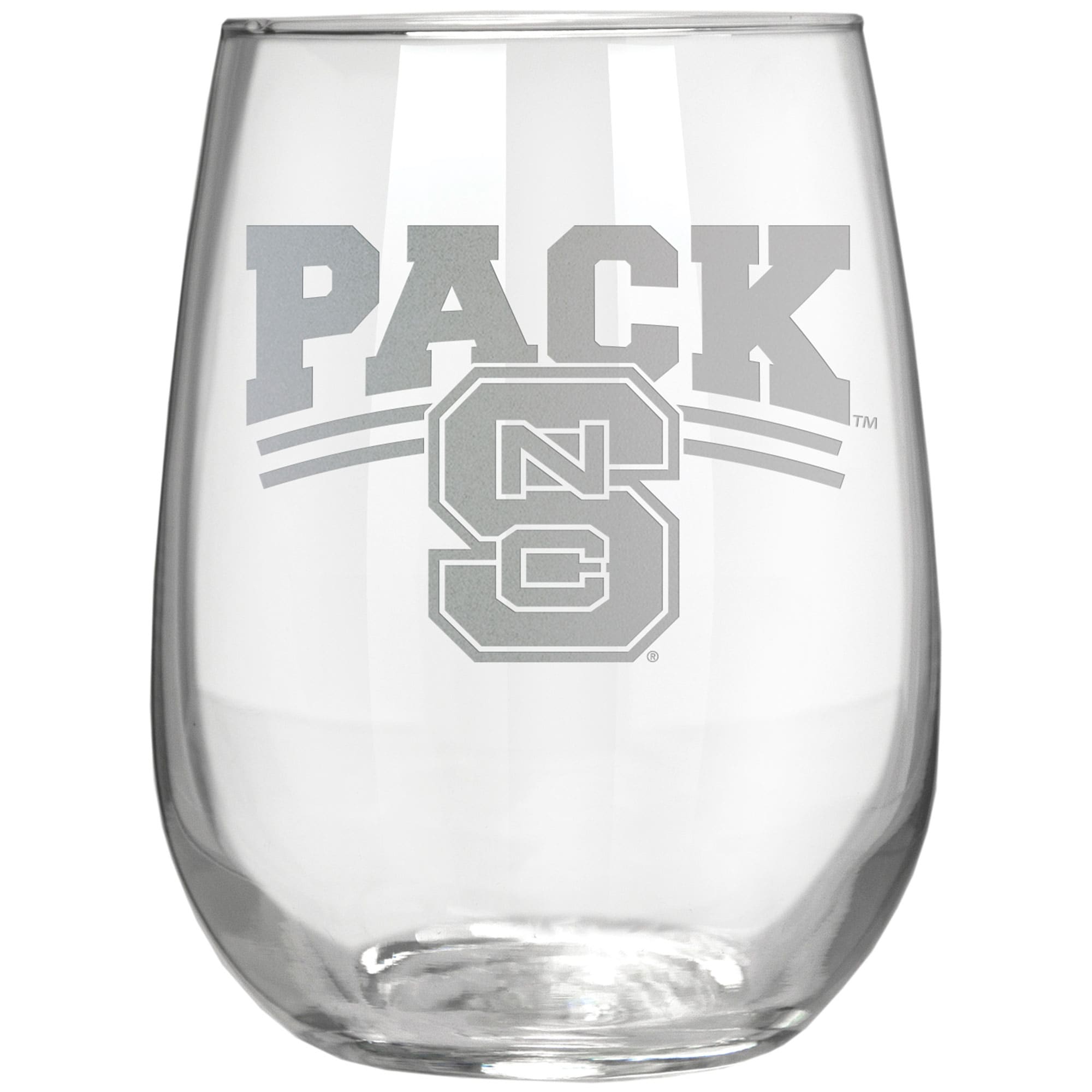 Front. Great American Products - NC State Wolfpack Etched 17oz. Rally Cry Stemless Wine Glass - Multicolor.