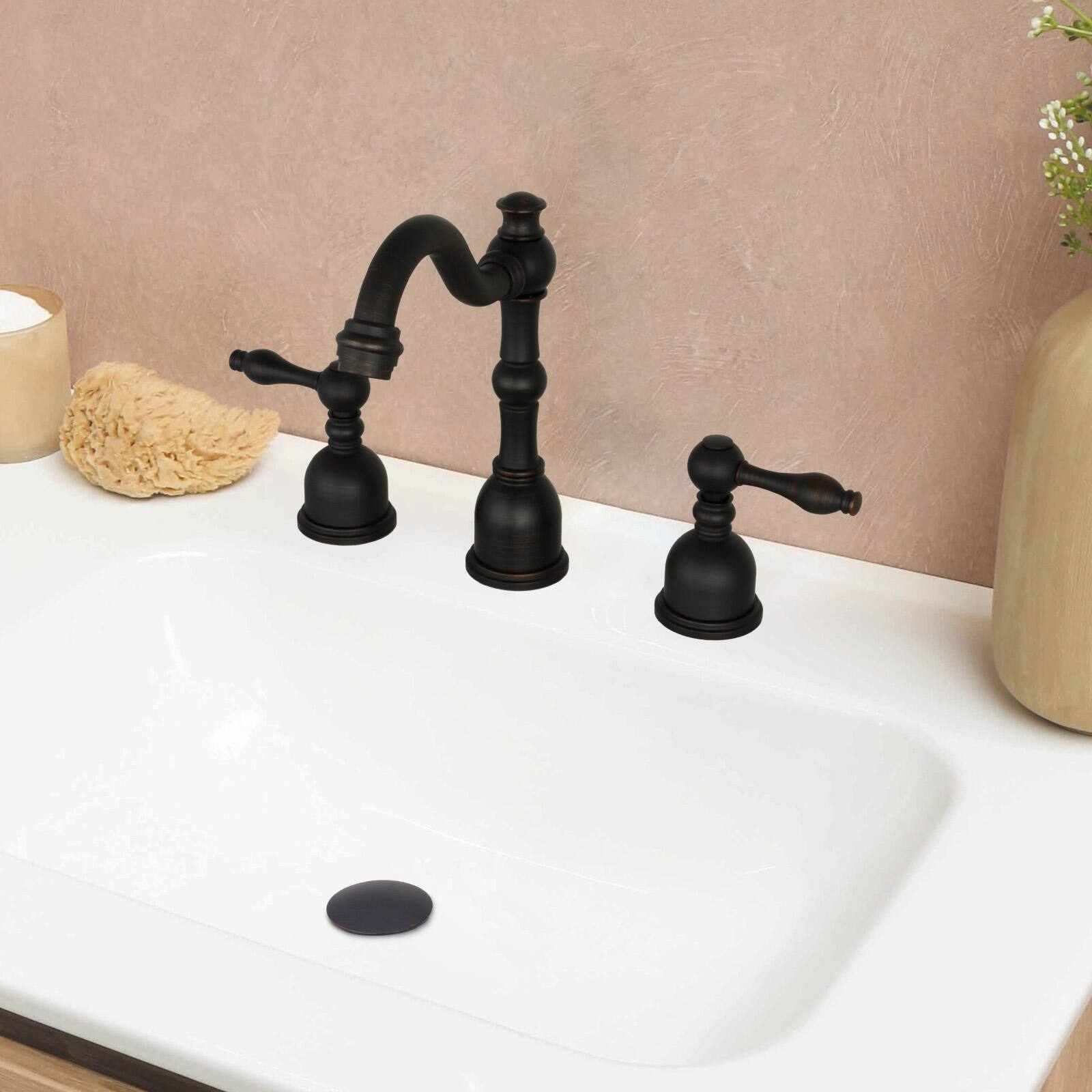 Alt View 2. Akicon - Akicon Push Button Bathroom Sink Drain Stopper Without Overflow in Oil Rubbed Bronze - Oil Rubbed Bronze.