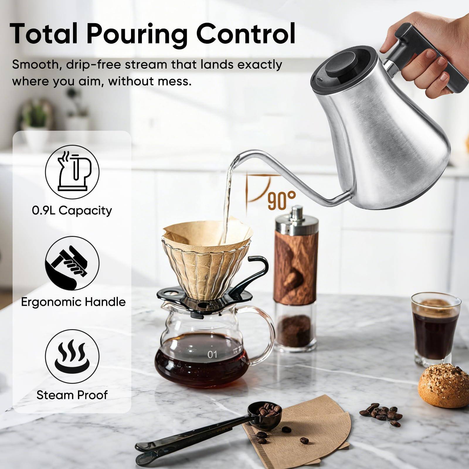 Dapper Styles Gooseneck Electric Kettle With ±1°f Temperature Control ...
