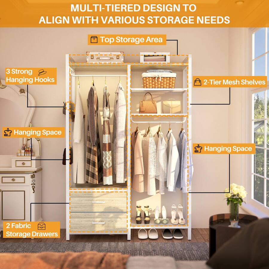 3 Layer Clothes Rack Aheaplus 6 Tier Heavy Duty Clothes Rack / Reversible Shelves & 2 ...