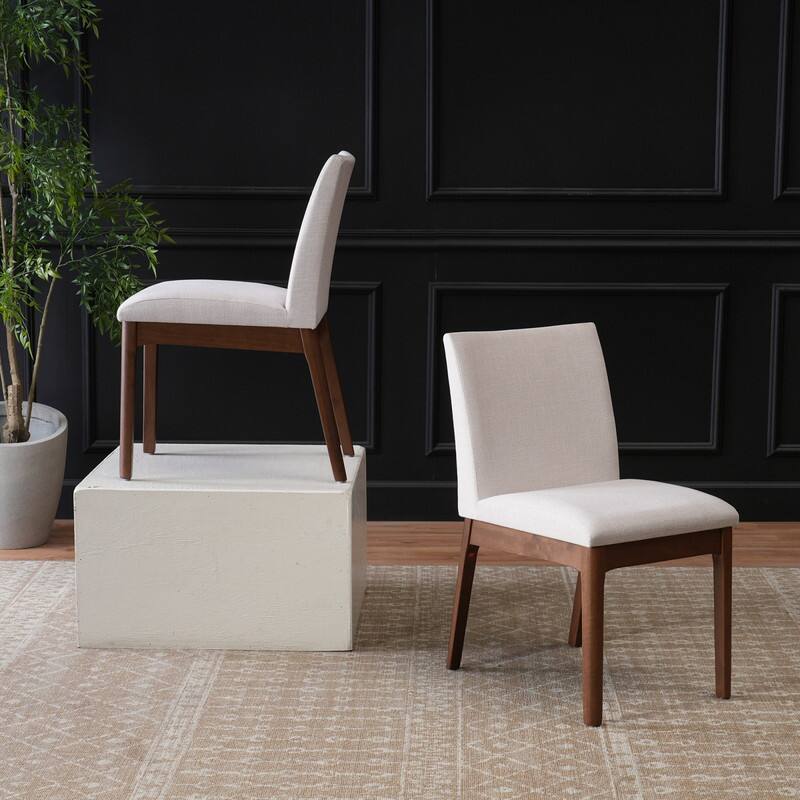 Alt View 2. HTUTWOO - Set of 2 Contemporary Dining Chairs, Upholstered Seat & Backrest, Easy to Use for Dining Room, Kitchen,Family - Beige.