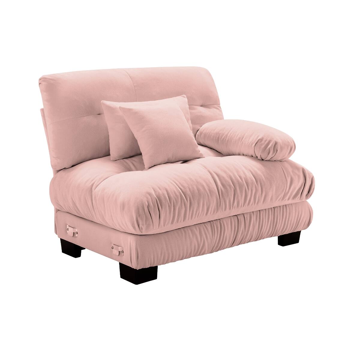 Left. Ropilly - Ropilly Pink Chenille Sofa Armless Modular Single Seat with 2 Pillows - Pink.
