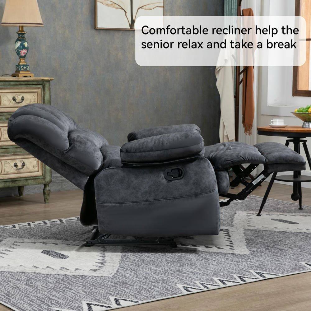 Comfortable recliner helps the senior relax and take a break.