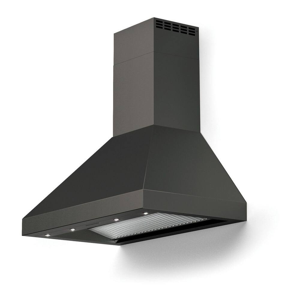 Alt View 2. Verona - Verona 36 inch Designer Chimney Wall Hood with 600 CFM (Matte Black) - Matte Black.