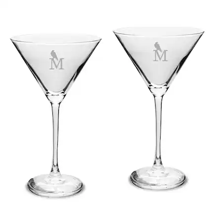 Front. Jardine - Montevallo Falcons Two-Piece Traditional 10oz. Martini Glass Set - Multicolor.