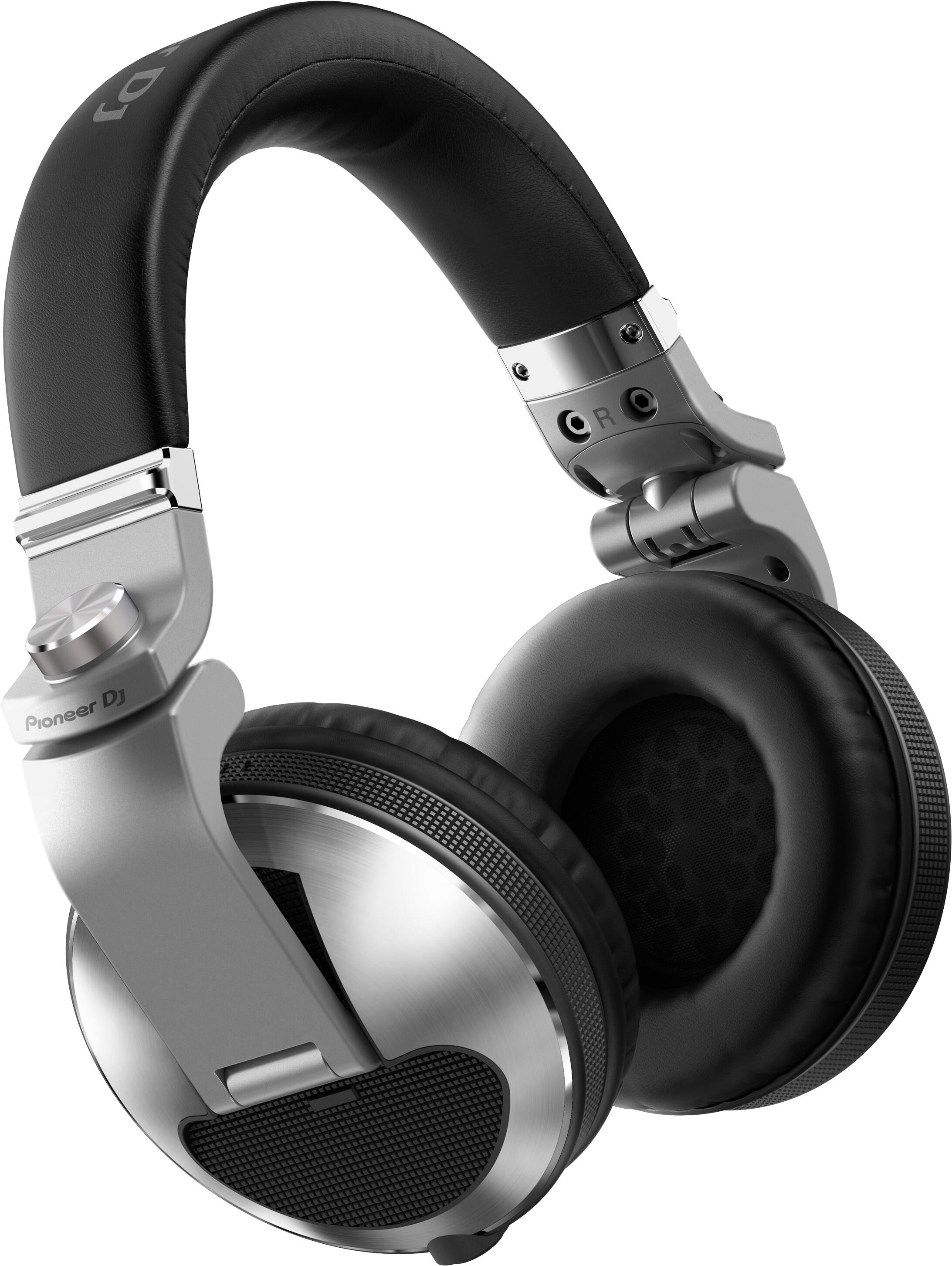 Angle. Pioneer DJ - Flagship Over-Ear DJ Headphones, Includes Coiled Cable & Straight Cable - Silver.