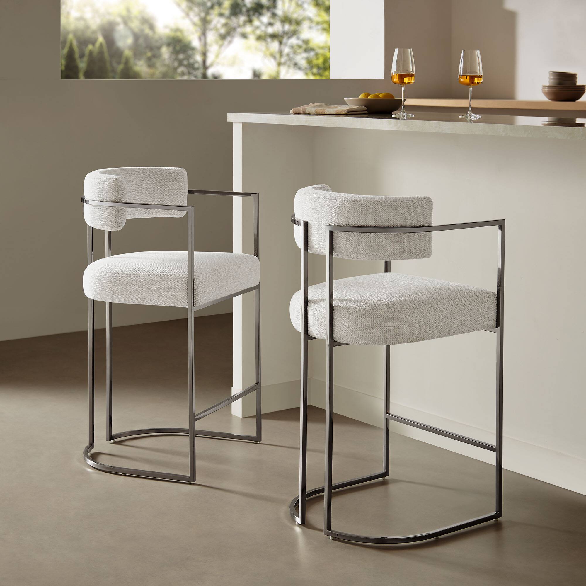 Alt View 5. Modway - Huron Curved Back Fabric and Metal Counter Stool by Modway - 0.
