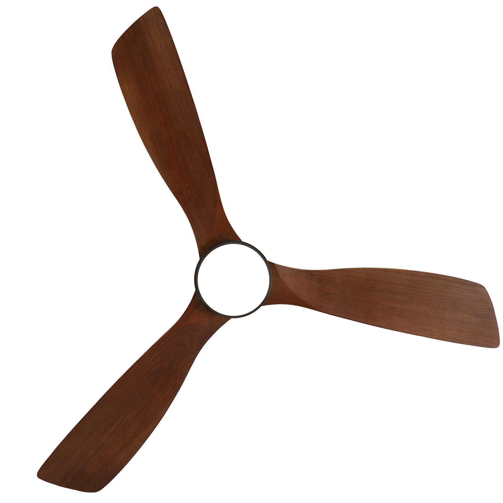 Alt View 1. Sofucor - 52'' Smart Flush Mount Ceiling Fan With Integrated LED Light Voice & App & Remote Control for Bedroom/Farmhouse/Outdoor - Black-Walnut Wood.