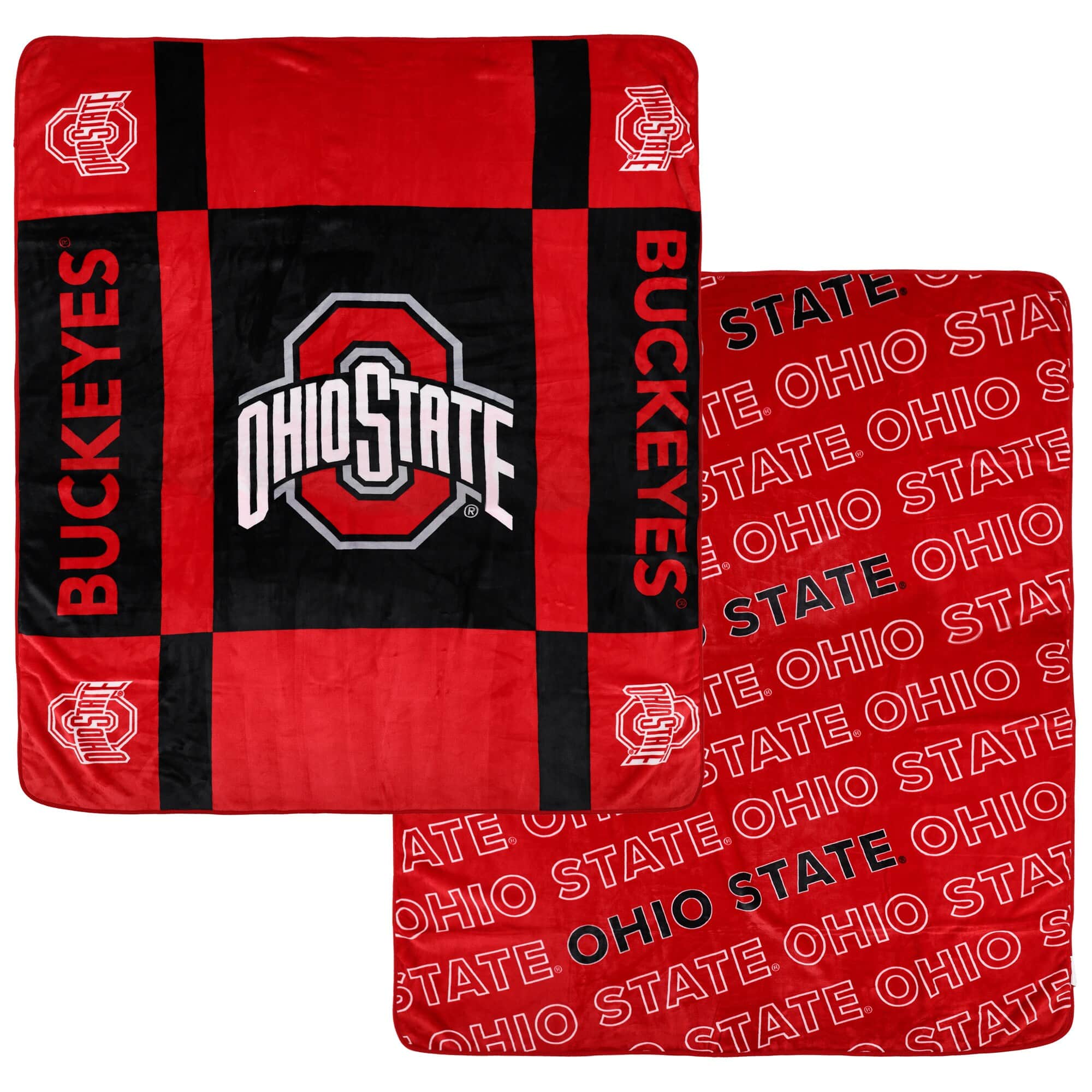 Pegasus - Ohio State Buckeyes 60- x 70- Reverse Block Double-Sided Ultra Cozy Blanket - Multicolor