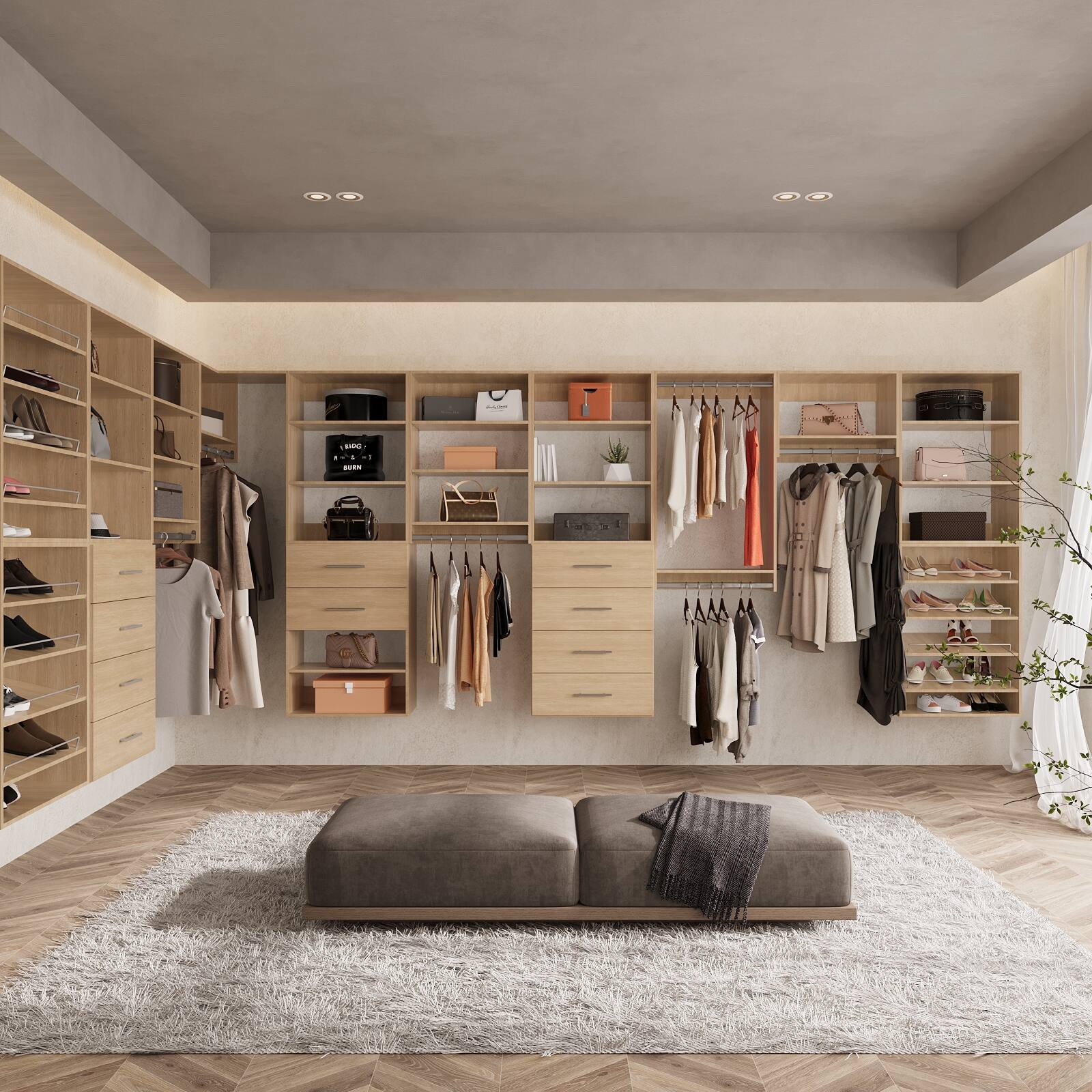 Back. LOVMOR - LOVMOR 25.5 in Wood 4 Drawer Short Tower Closet Unit-Customizable Wall Mounted Modular Closet System for Bedroom Closet - Wood.