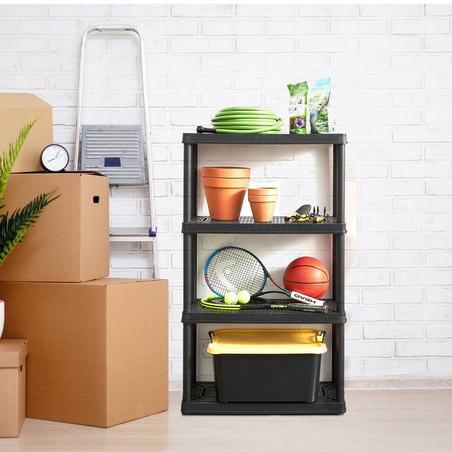 Fixed Storage Unit Gracious Living 4 Shelf Fixed Height Medium Duty Storage Unit, Black (4 ...