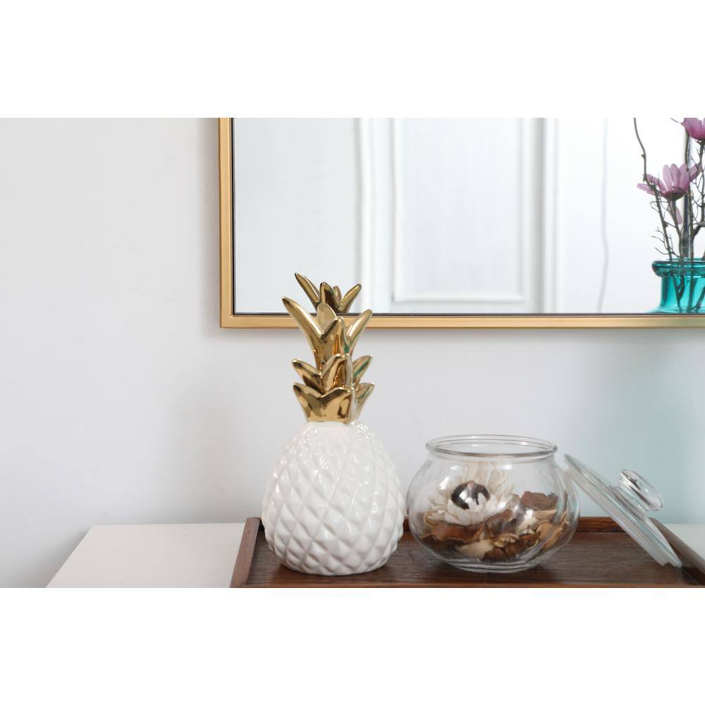 Left. Elegant Decor - Metal frame rectangle mirror 20 inch in Brass - Brass.