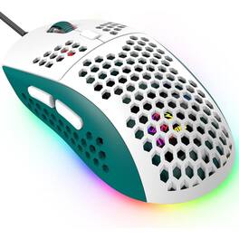 SKRAN - Lightweight Honeycomb Gaming Mouse, 6400DPI High Precision, 6 RGB Lighting Modes, Ergonomic for PC Gaming & Night Use - Wired - Green