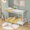 Front. Gymax - Gymax Twin Over Twin Low Metal Bunk Bed with Ladder Guardrails for Teens Adults White - White.