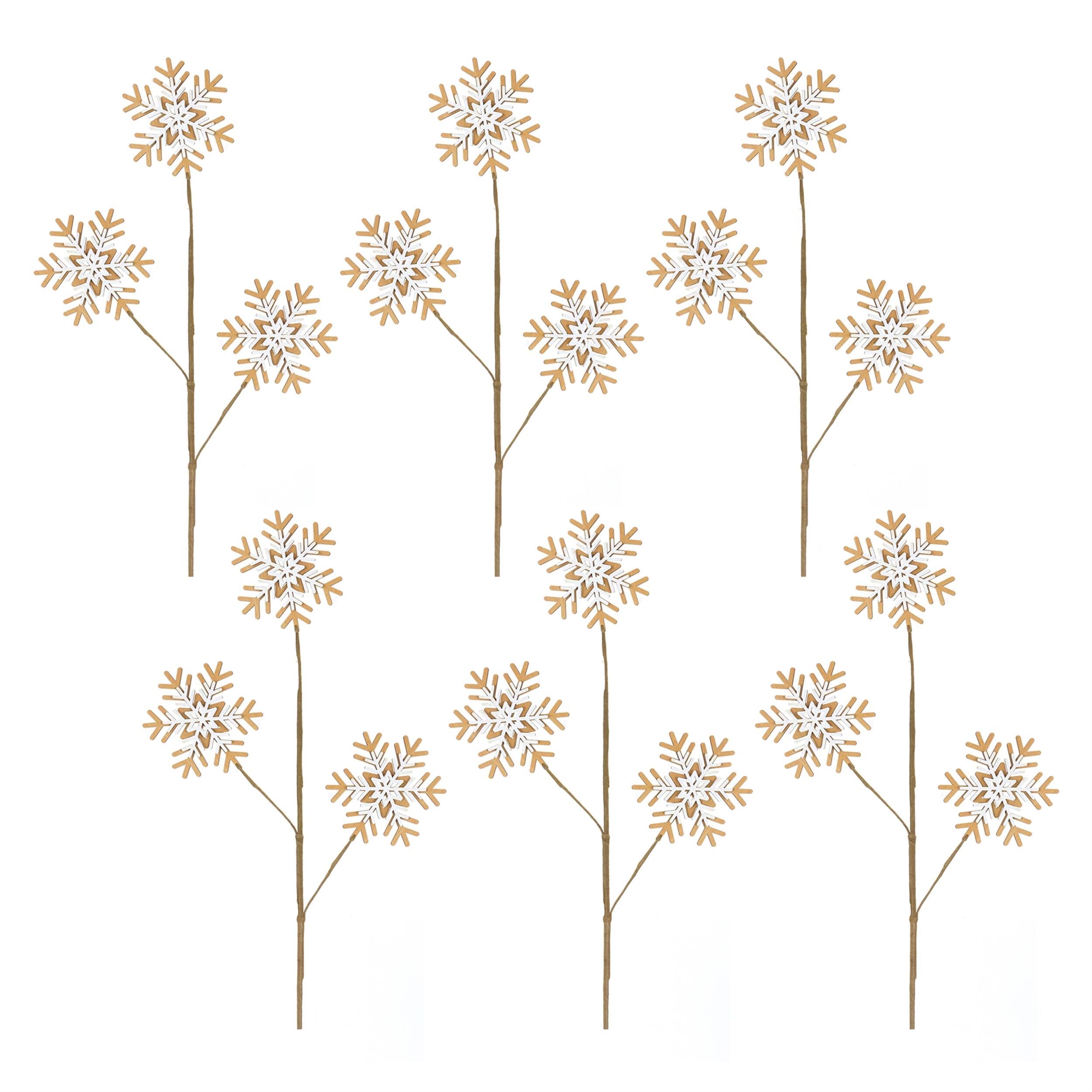 Left. BreeBe - Wood Snowflake Spray (Set of 6) - Yellow, White.