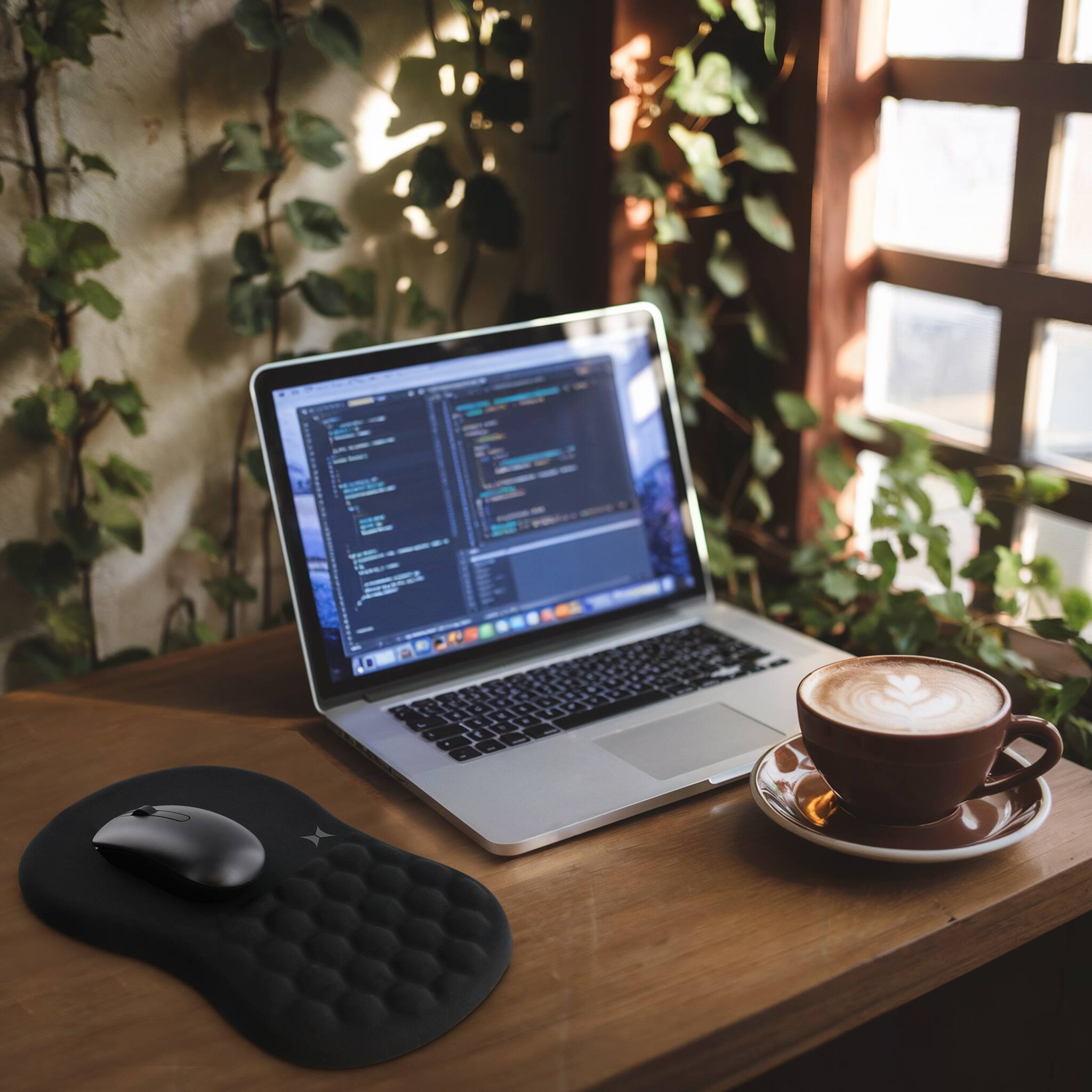 Back. Xtreme - Ergonomic Massage Mouse Pad, Large 8 x 12" Non-Slip Surface - Black.