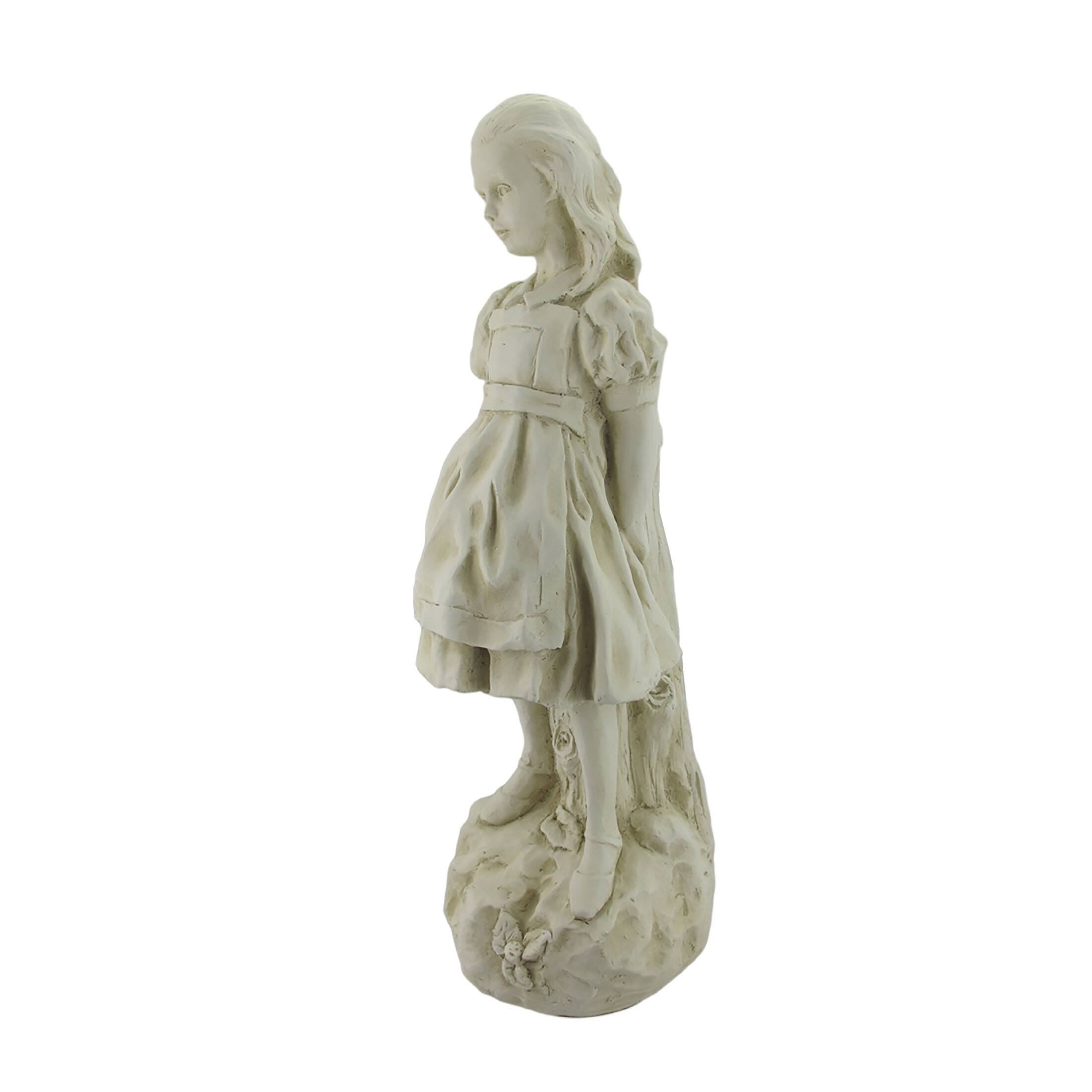 Alt View 1. Zeckos - 19 Inch Alice in Wonderland Museum White Garden Statue-RESIN - White.