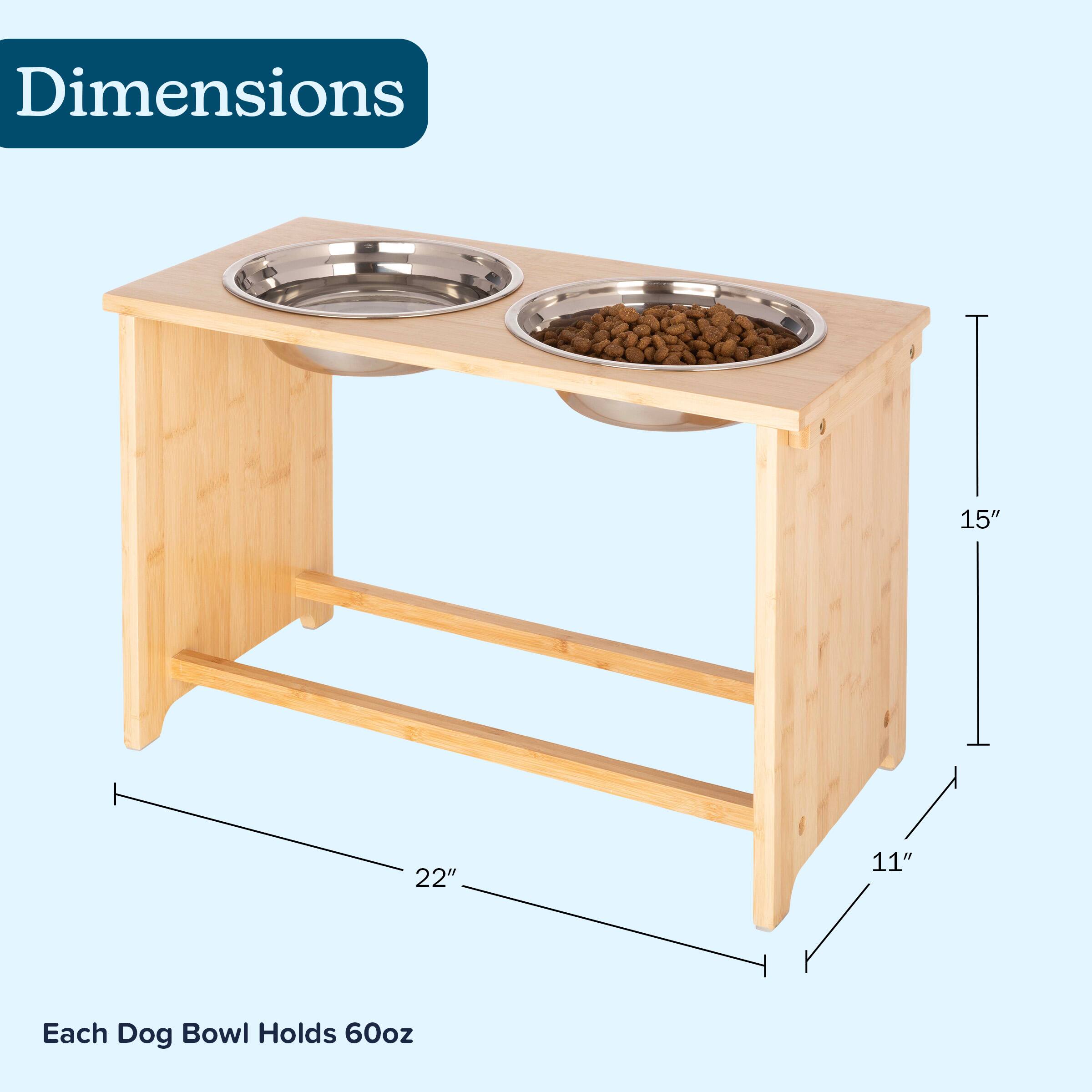 Dimensions: 15" x 22" x 11"  
Each Dog Bowl Holds 60oz
