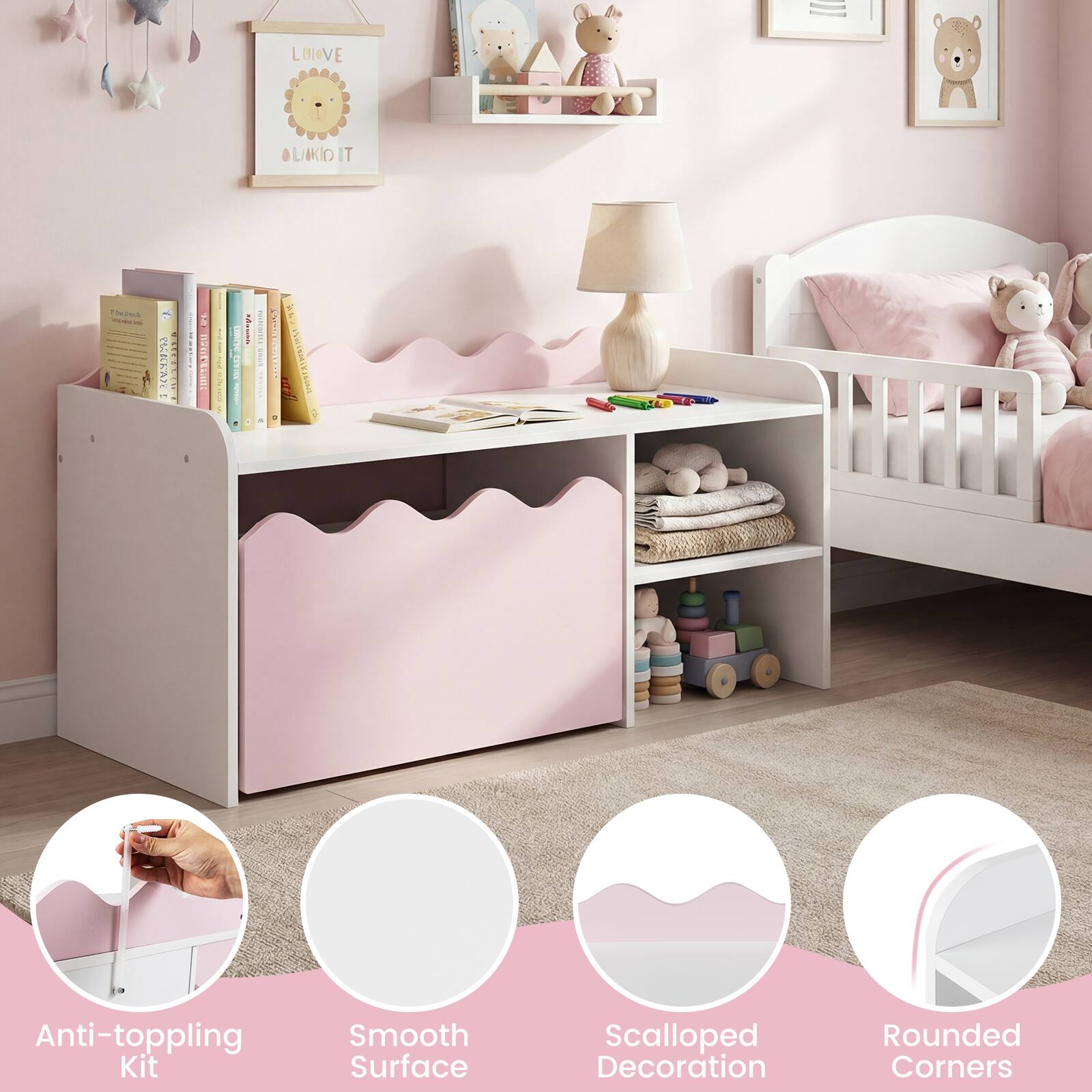 LIVE LAKIO IT

Anti-toppling Kit  
Smooth Surface  
Scalloped Decoration  
Rounded Corners