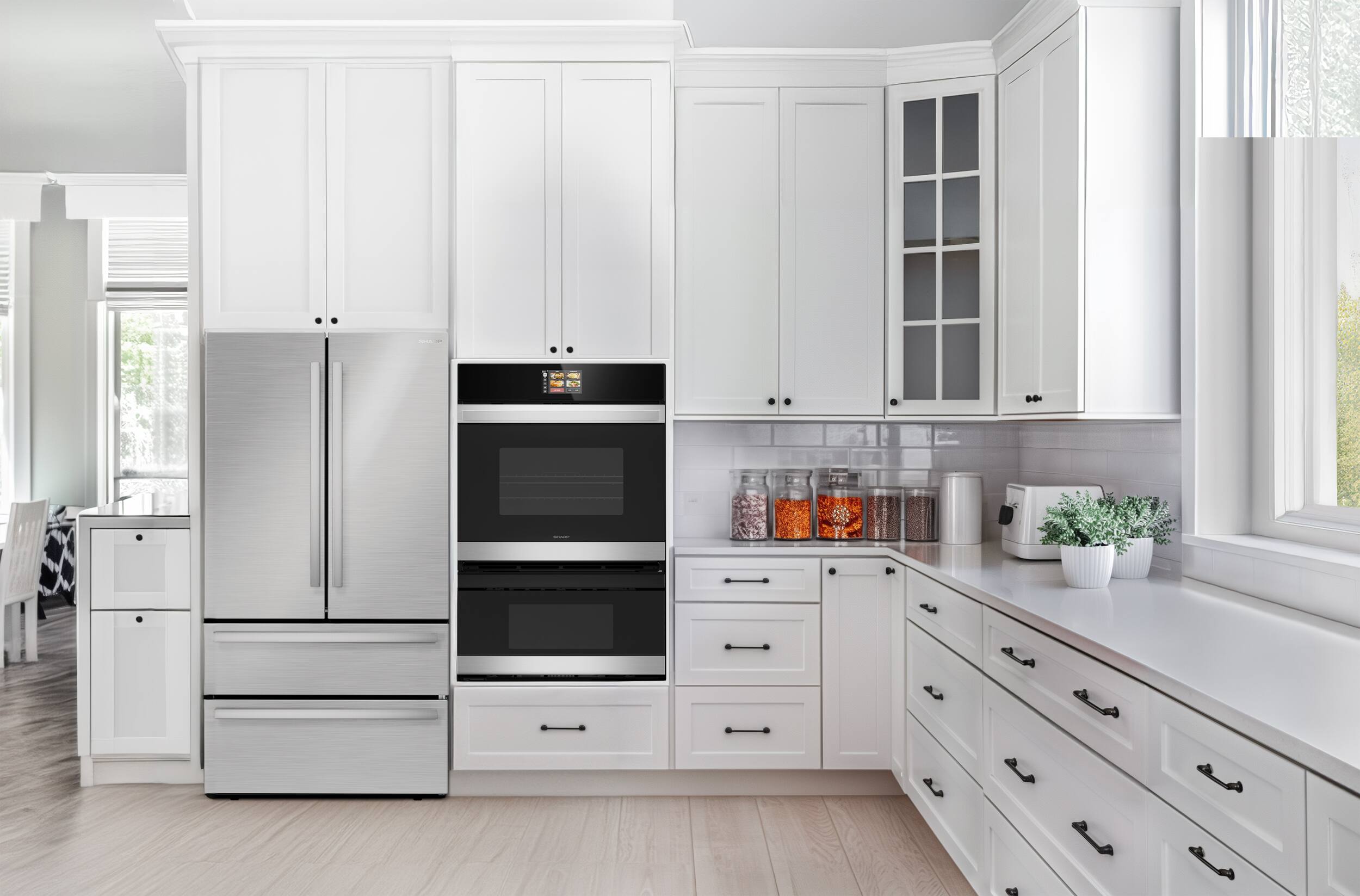 Alt View 5. Sharp - 30 In Smart Convection Wall Oven and Microwave Drawer Combination for Single Cutout with Alexa Compatibility (SWB3085HS) - Stainless Steel.