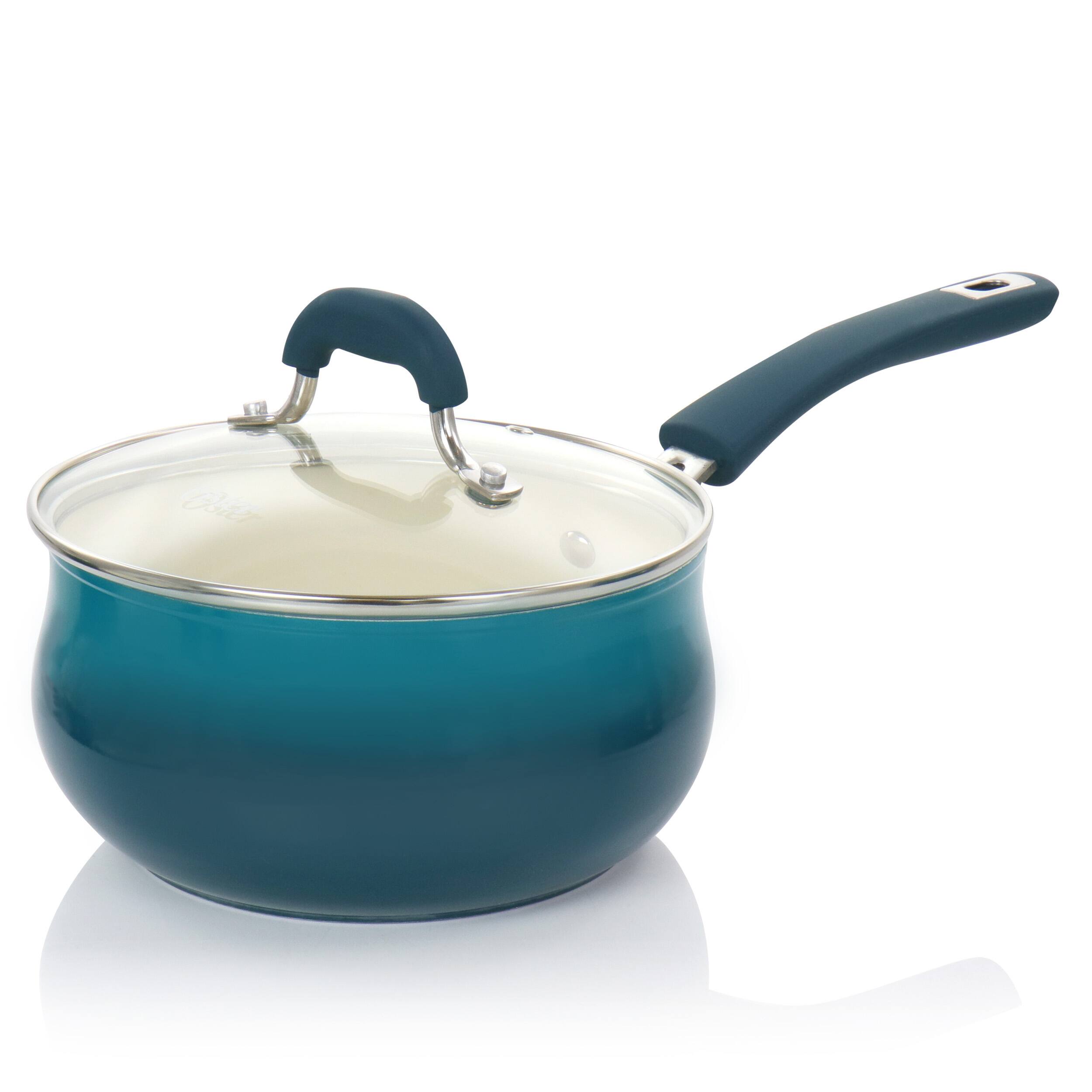 Alt View 5. Oster - Oster Corbett 8 Piece Nonstick Aluminum Cookware Set in Teal - Teal.