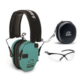 Walker’s - Walker's Razor Slim Electronic Shooting Earmuffs with Case and Glasses - Teal