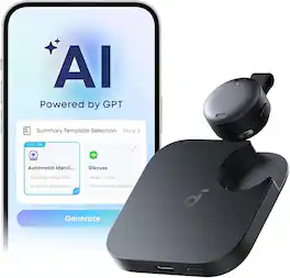 Soundcore - Work by Anker, Coin-Sized AI Voice Recorder with USB C Charger Block 20W (Nano Pro)