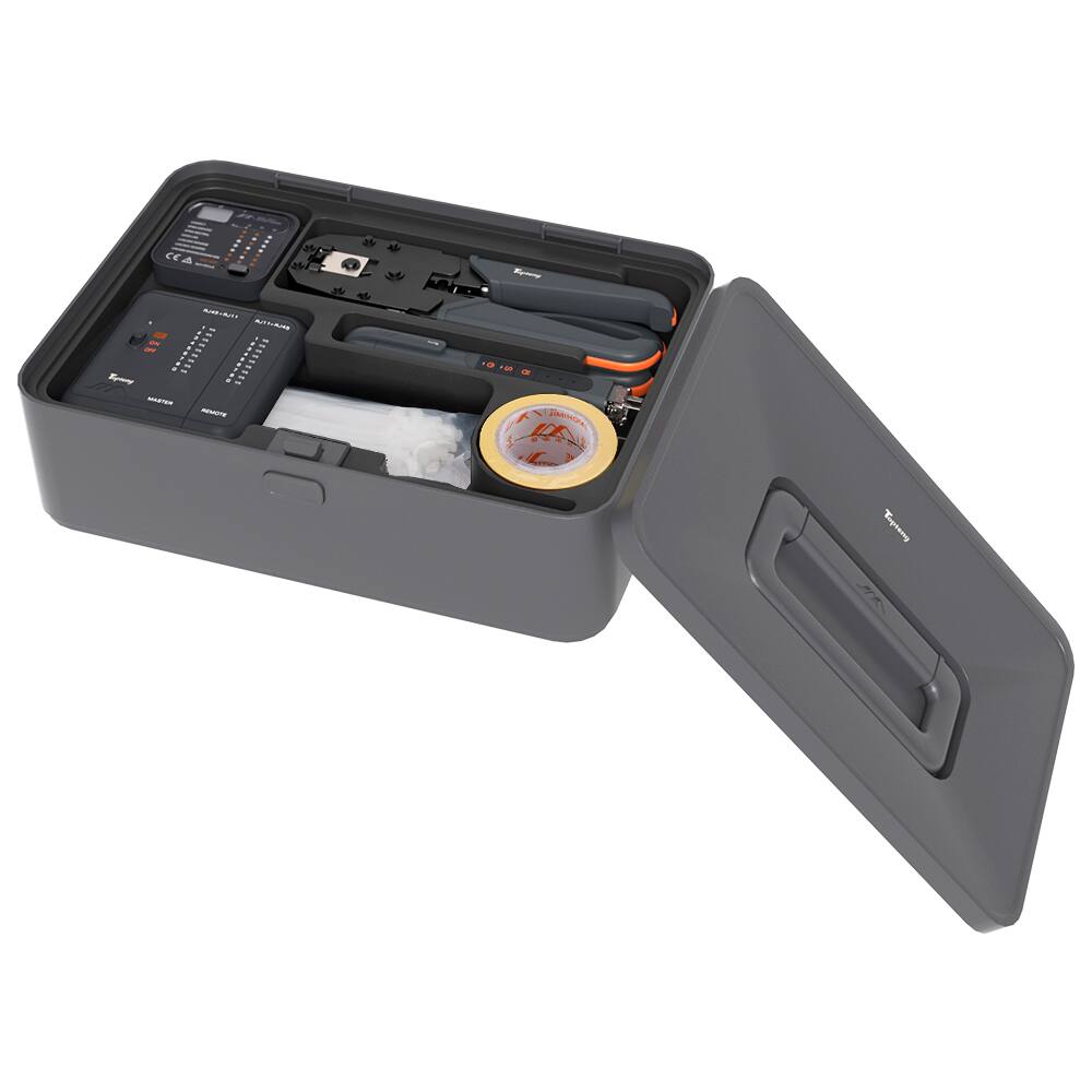 Topteng - 13-in-1 Professional Electrical Toolkit - 90-1000V Voltage Tester, Network Crimping Tool, for Home & Jobsite Wiring
