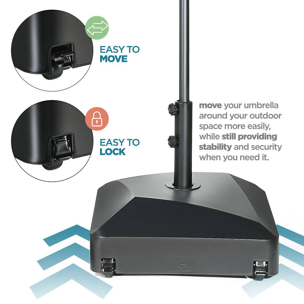 EASY TO MOVE  
EASY TO LOCK  

move your umbrella around your outdoor space more easily, while still providing stability and security when you need it.