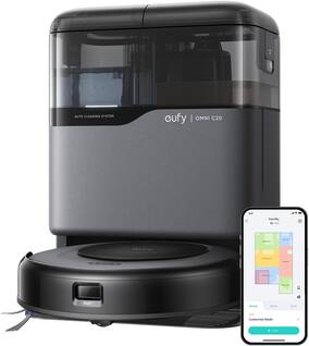 eufy - Refurbished Excellent - Robot Vacuum Omni C20, All-in-One Station, Auto Mop Washing and Auto Drying for Hands-Free Cleaning - Black