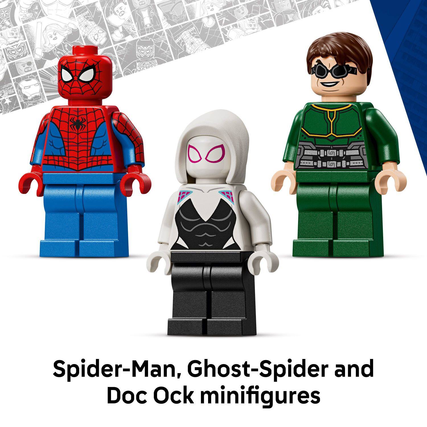 Spider-Man, Ghost-Spider and Doc Ock minifigures