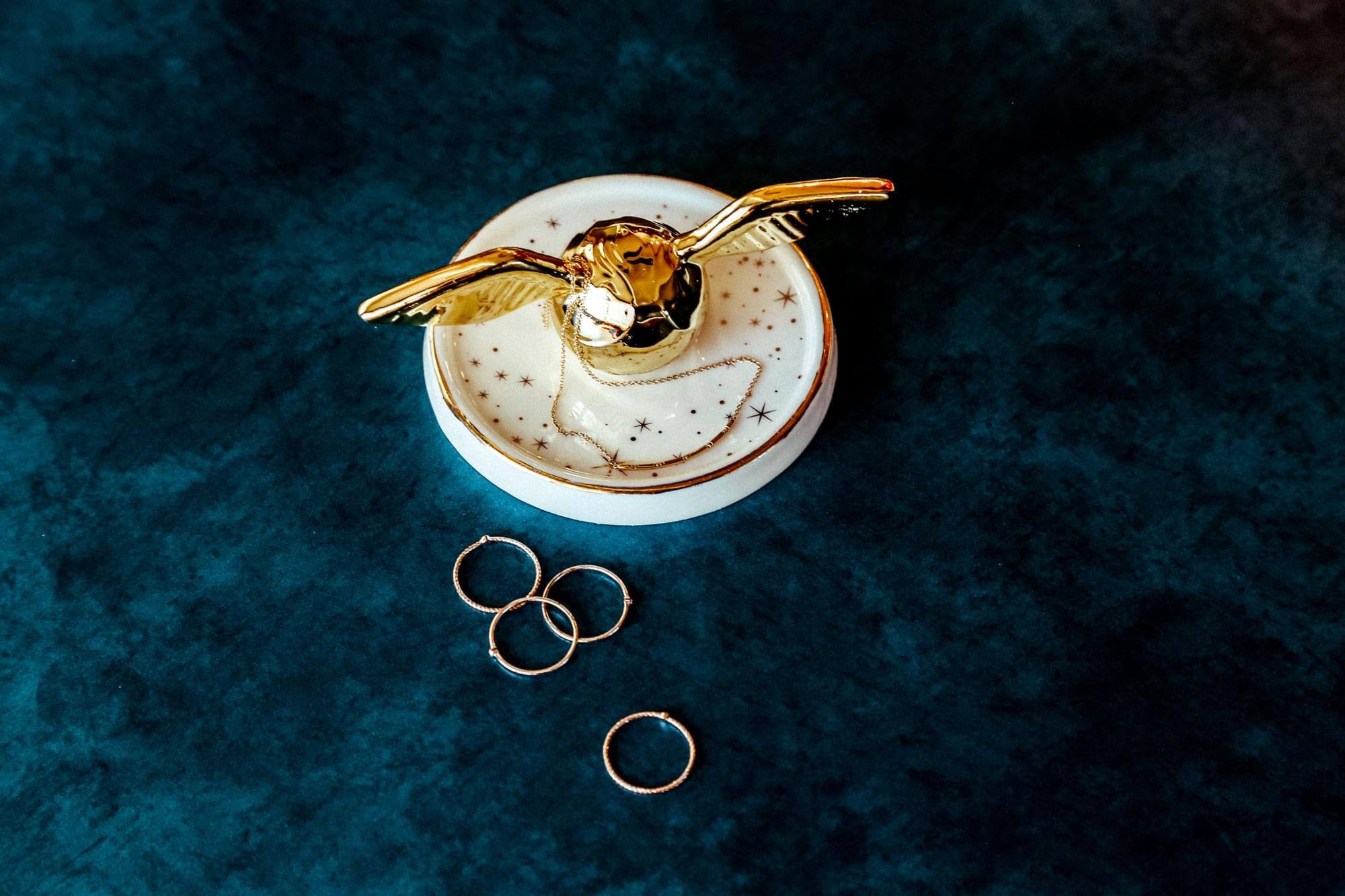 Alt View 3. Ukonic - Harry Potter Golden Snitch Ceramic Trinket Tray | 4 Inches - Gold.