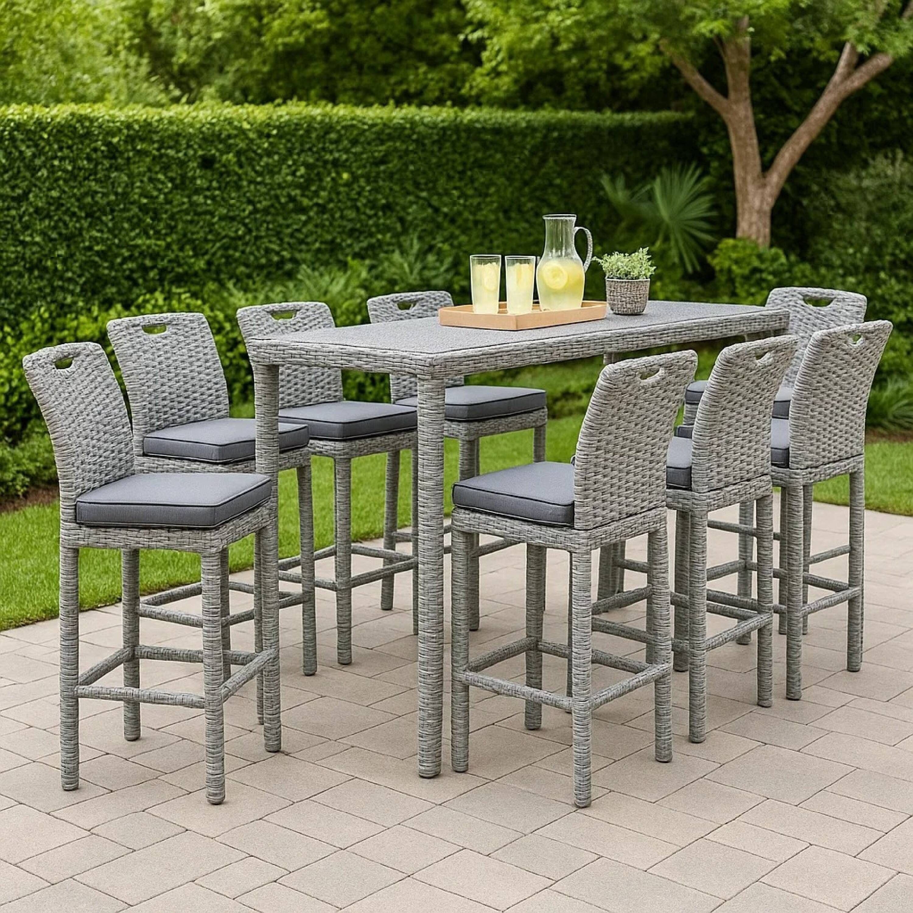 Alt View 6. Manhattan Lane - Mio Barstool Chair Set of 6, Thick Seat Cushion - Gray.