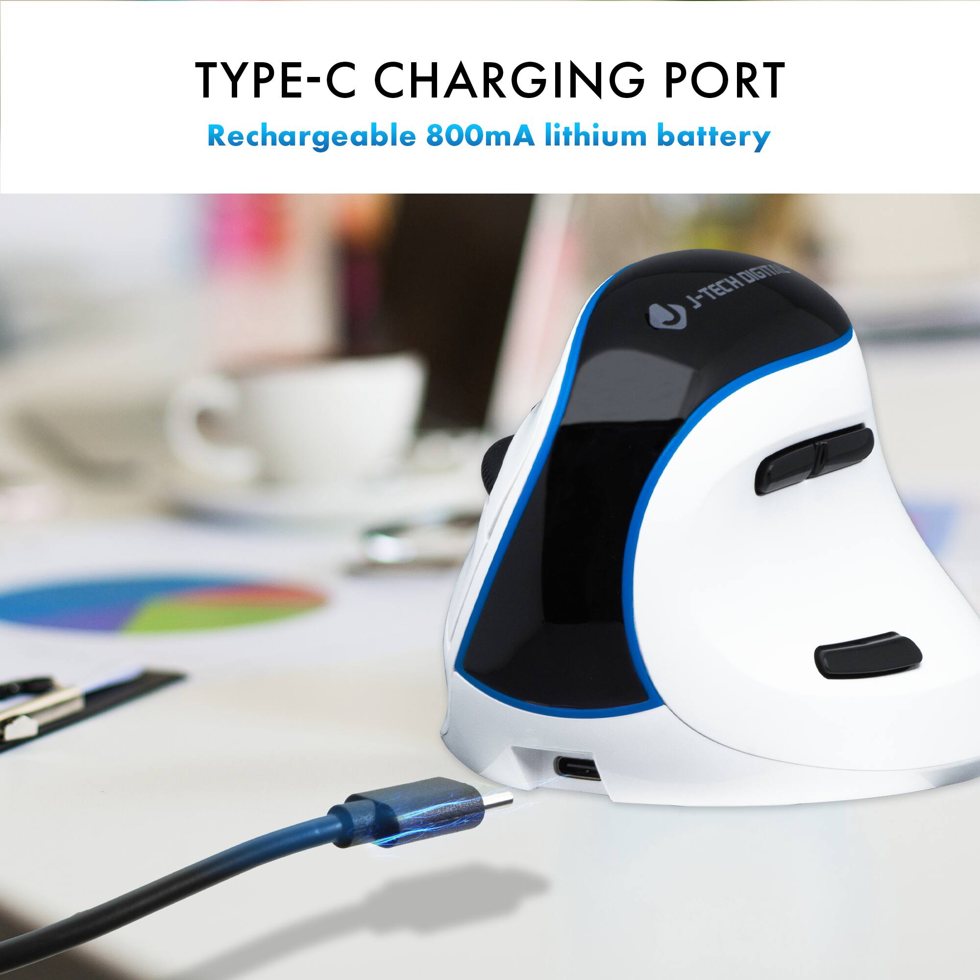 TYPE-C CHARGING PORT  
Rechargeable 800mA lithium battery