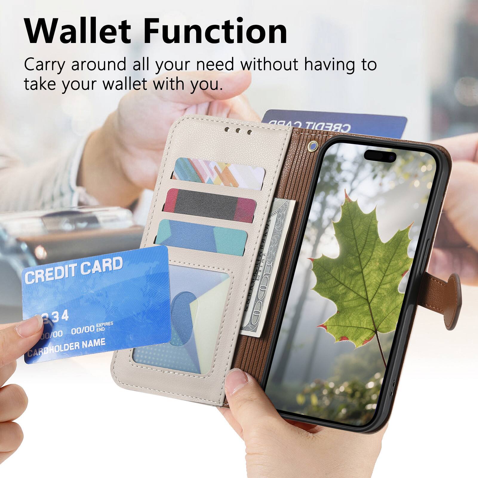 Wallet Function  
Carry around all your need without having to take your wallet with you.  

CREDIT CARD  
234 4  
EXPIRES 00/00  
END 00/00  
CARDHOLDER NAME