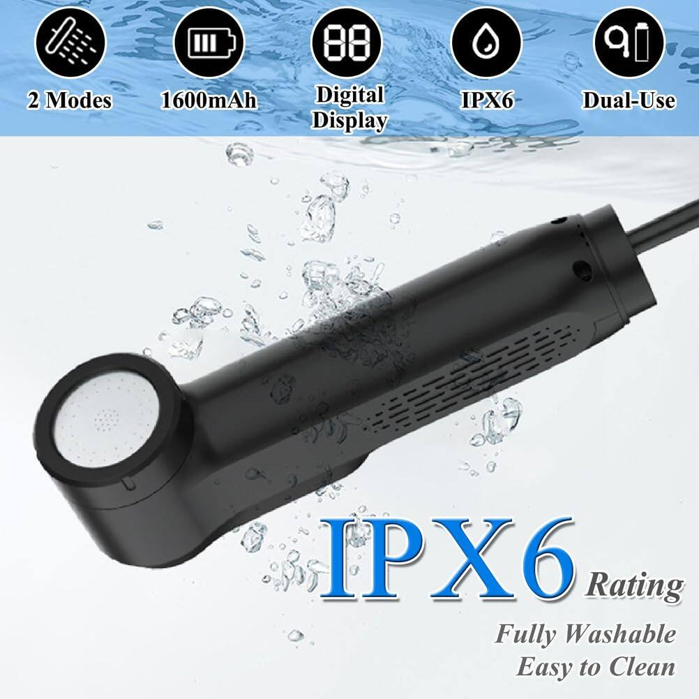 2 Modes  
1600mAh  
88 Digital Display  
IPX6  
Dual-Use  
IPX6 Rating  
Fully Washable  
Easy to Clean